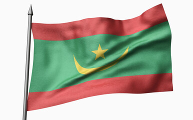 Obraz premium 3D Illustration of Flagpole with Mauritania Flag