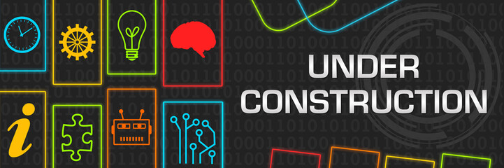 Under Construction Dark Colorful Neon Technology Shapes Horizontal 
