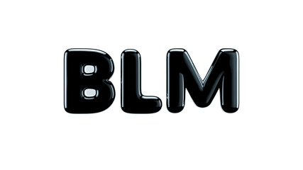 The inscription in black letters BLM white background 3d rendering