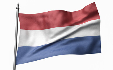 Fototapeta na wymiar 3D Illustration of Flagpole with Netherlands Flag