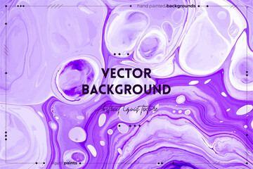 Fototapeta premium Fluid art texture. Abstract background with iridescent paint effect. Liquid acrylic picture with flows and splashes. Mixed paints for background or poster. Violet and white overflowing colors