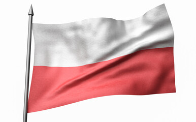 3D Illustration of Flagpole with Poland Flag