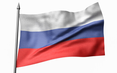 3D Illustration of Flagpole with Russia Flag