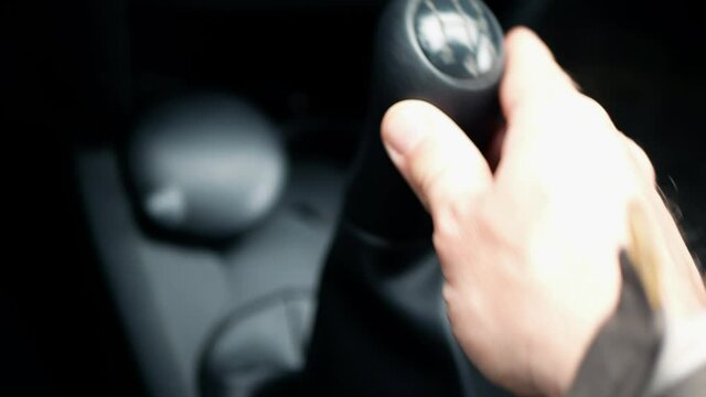 Car Transmission - gear shift knob. Trip in a car 