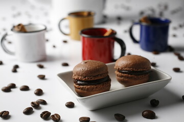 cup of coffee and macaron