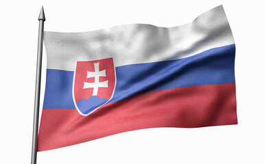 3D Illustration of Flagpole with Slovakia Flag