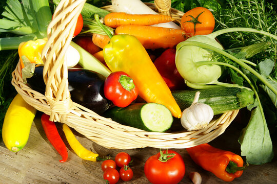 various summer vegetables in basket