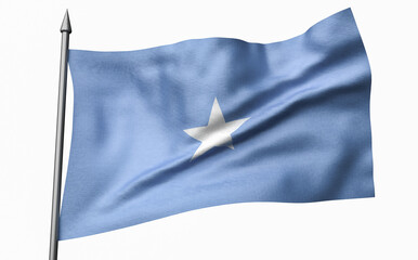 3D Illustration of Flagpole with Somalia Flag