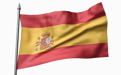 Fototapeta na wymiar 3D Illustration of Flagpole with Spain Flag