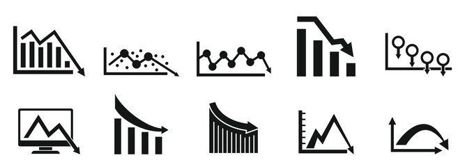 Regression icons set. Simple set of regression vector icons for web design on white background
