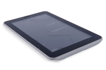 Tablet with broken glass screen
