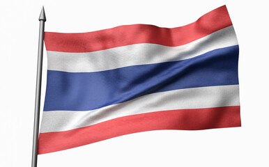 Fototapeta na wymiar 3D Illustration of Flagpole with Thailand Flag