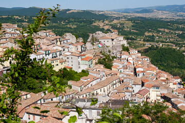 Fototapeta na wymiar Typical country of southern Italy.Muro Lucano, Potenza district, Basilicata, Italy, view of the town and the medieval castle.