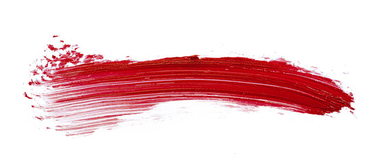 Red lipstick smudge stains isolated on white
