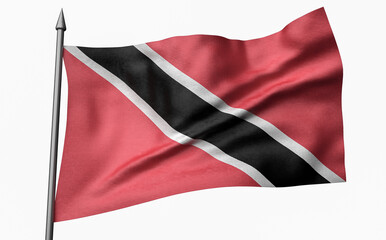 3D Illustration of Flagpole with Trinidad and Tobago Flag