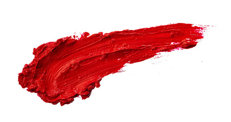 Lipstick swatch sample on white background. Close up.