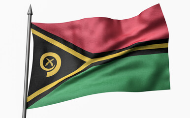 3D Illustration of Flagpole with Vanuatu Flag