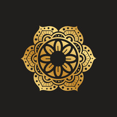 Abstract gold flower logo. Oriental pattern, mandala like