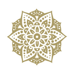 Abstract gold flower logo. Oriental pattern, mandala like