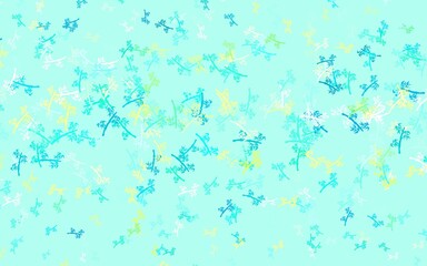 Light Green vector doodle background with branches.