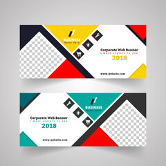 Abstract Corporate web banner design template	