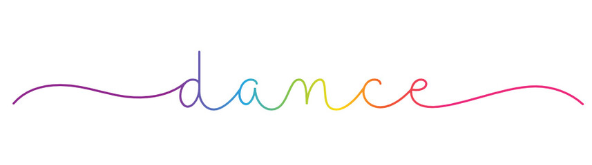 DANCE rainbow vector monoline calligraphy banner with swashes