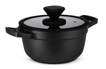 New black saucepan isolated on white background