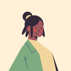cute african american woman looking in camera smiling girl avatar female cartoon character portrait isolated vector illustration