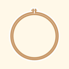 Brown wooden hoop for embroidery.  Cross Stitch Hoop Icon, Frame Hoop For Needle Work, Embroidery Hoop Vector Art Illustration © adnanroesdi