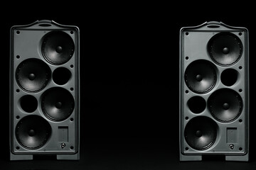 Audio system stereo column on dark background