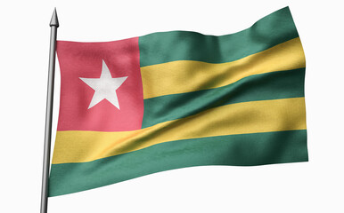 Obraz premium 3D Illustration of Flagpole with Togo Flag