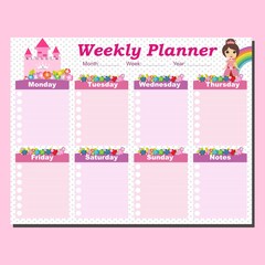 kids weekly planner princess