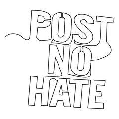 one line continuous drawing post no hate sentence