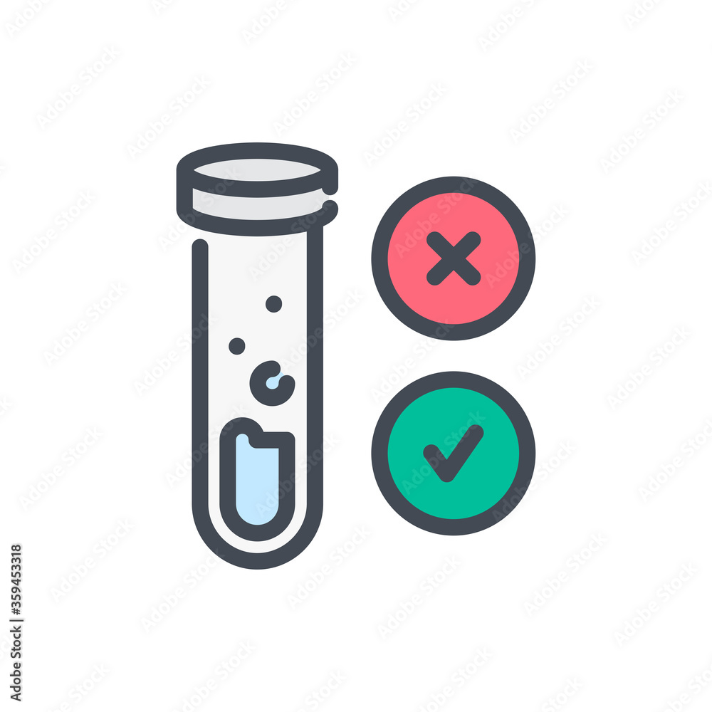 Poster laboratory test result color line icon. virus analysis vector outline colorful sign.