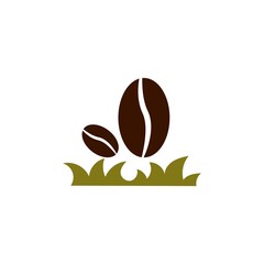 coffee beans grass vector design template illustration