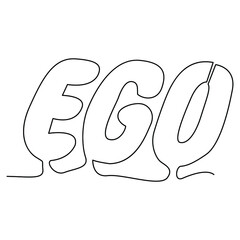 one line continuous drawing ego word
