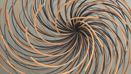 Fototapeta premium Point explode. Array with dynamic emitted particles. 3d technology style. Abstract background. Vector illustration.