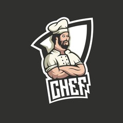 Chef mascot logo design vector with modern illustration concept style for badge, emblem and t shirt printing 
