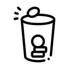 coins in cup icon vector. coins in cup sign. isolated contour symbol illustration