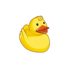 Vector illustration of yellow duck  isolated on white background