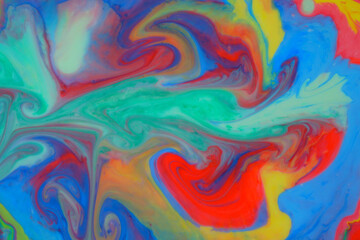 Multicolored abstract background based on blue, red, green and yellow paint
