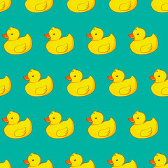 Vector seamless pattern with yellow ducks