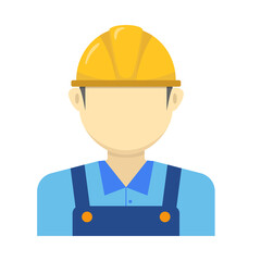 Construction worker avatar icon in flat design isolated on white background 