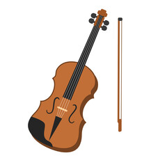 Obraz na płótnie Canvas Violin vector illustration in flat design isolated on white background 