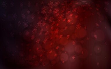 Dark Red vector pattern with christmas snowflakes. Shining colored illustration with snow in christmas style. The pattern can be used for new year ad, booklets.
