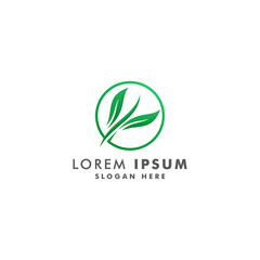 Abstract leaf green color logo template, Environment icon design logotype vector illustration
