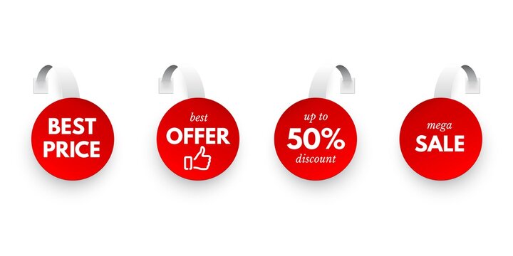 Sale round sticker tag set on white background