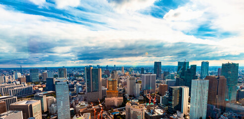 Aerial view of the Toranomon, Tokyo skyline in the morning