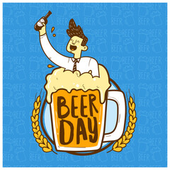 International Beer Day, August. Beer mug