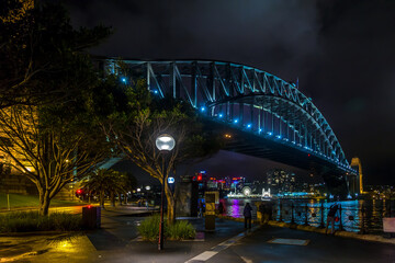 View of the Harbour Bridge in Sydney at night